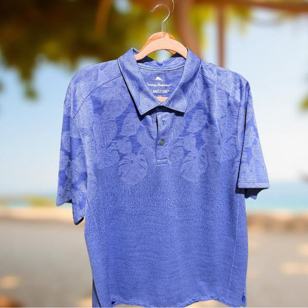 Tommy Bahama IslandZone Polo Shirt | Men’s Blue Floral Jacquard XL
